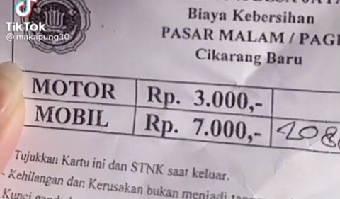 Ngeluh di TikTok, Parkir Sebentar di Pasar Bersih Cikarang Sebut Mahal Ngeluh di TikTok, Parkir Sebentar di Pasar Bersih Cikarang Sebut Mahal