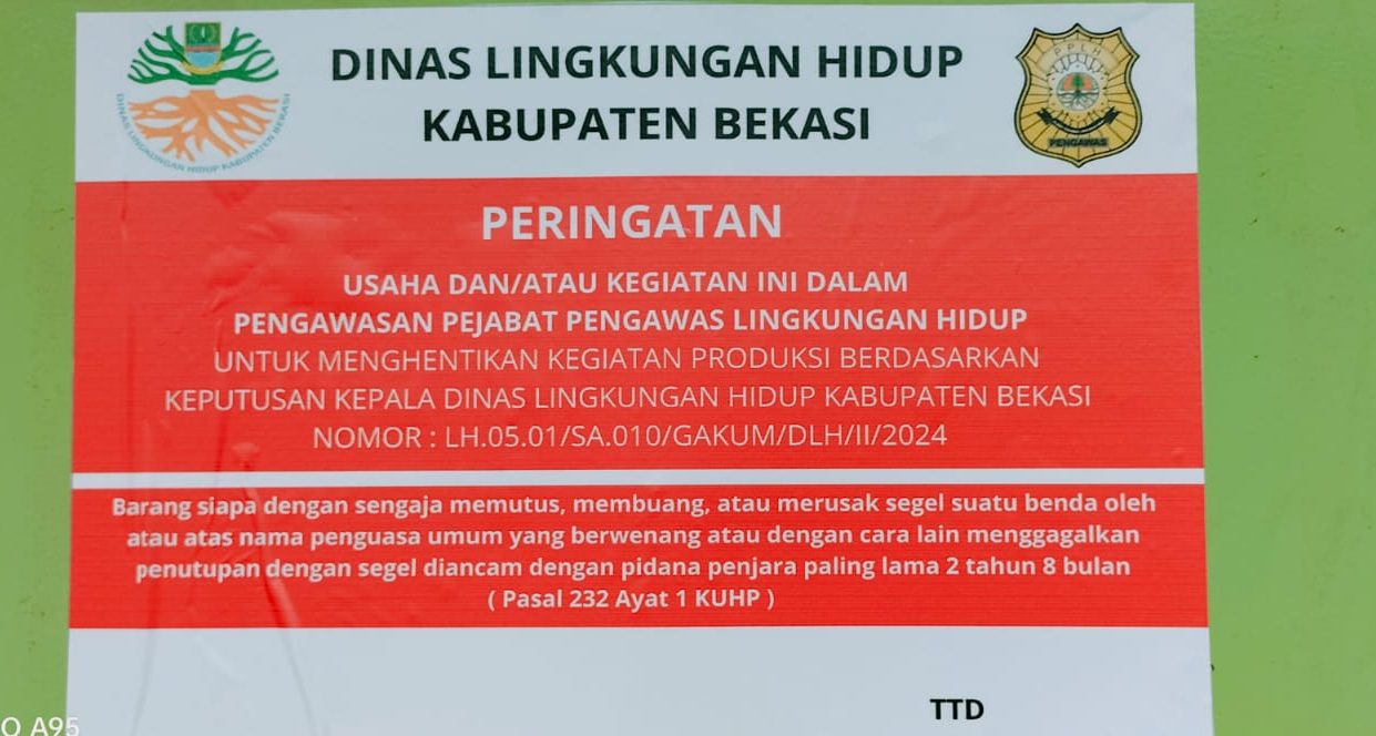 Keluhan Warga Didengar Pemerintah Kabupaten Bekasi, DLH Resmi Menyegel Pabrikasi di Graha Asri Cikarang Keluhan Warga Didengar Pemerintah Kabupaten Bekasi, DLH Resmi Menyegel Pabrikasi di Graha Asri Cikarang